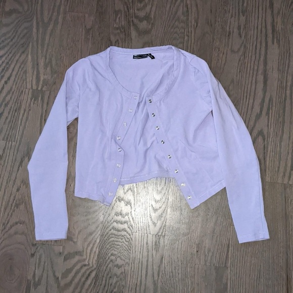 ASOS petite size 00 pastel purple long sleeve cardigan with button detail - Picture 2 of 3